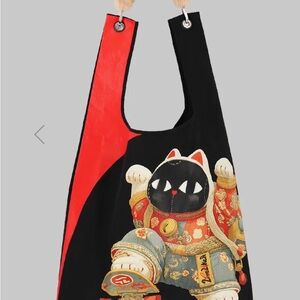 TOBY CAT Tote Bag & Furry black strap separate.